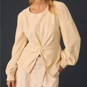 Anthropologie Pilcro Twist-Front Sweatshirt In Cream Size XXS